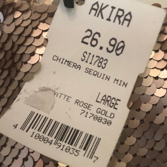 NWT Akira Chimera rose gold sequined mini skirt sz L - Picture 3 of 8